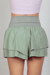 VERY J V-Shaped High Waist Layered Active Shorts OutfitFlow